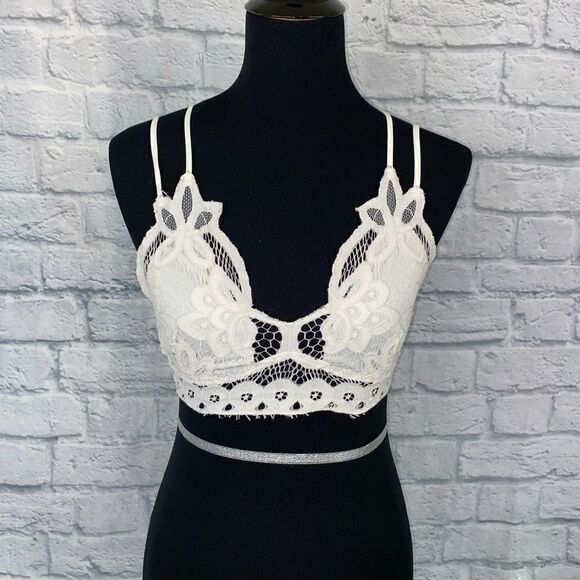Francesca’s lace criss cross back bralette w/4 adjustable straps white sz Med - Picture 1 of 8